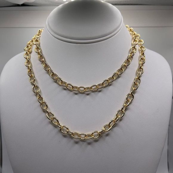 RMM classic basic gold tone long length or multi strand necklace - Picture 4 of 4